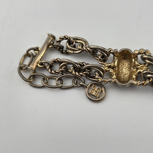 Givenchy Gold Tone Multi-Strand Chain Bracelet 10" Designer Logo Jewelry - Picture 8 of 12